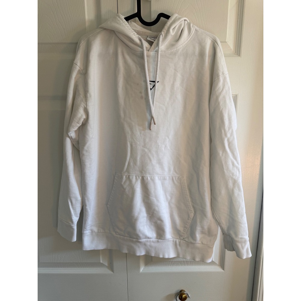 Gymshark White Logo Hoodie‎ Athletic Casual Athleisure XS